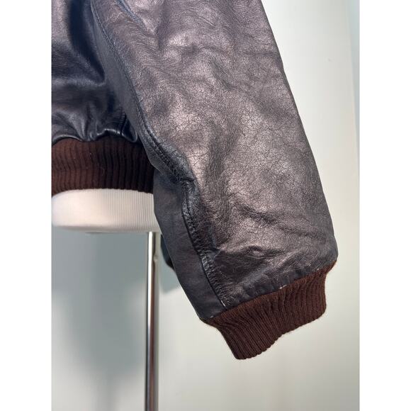 Vintage Flight Jacket American Express Mens 46 Dark Brown Bomber 90s - Picture 7 of 11